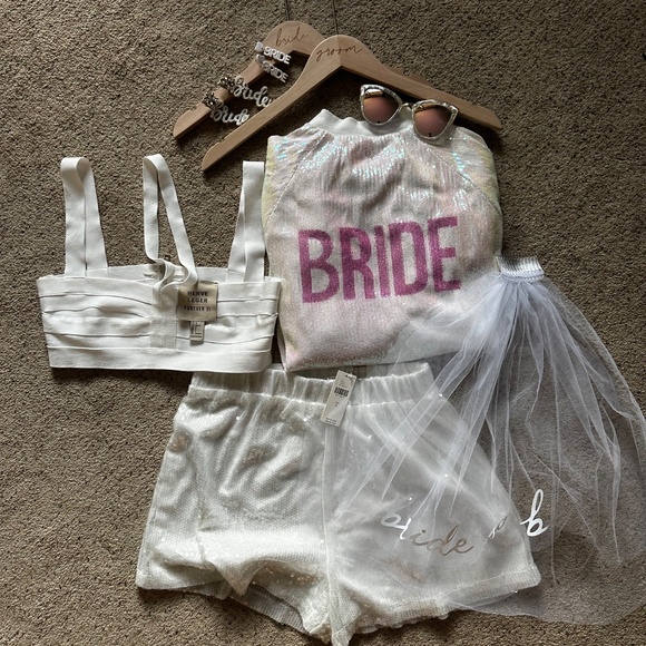 HAYLEY PAIGE BBRIDAL BOMBER JACKET iridescent sequin Cheval JLM couture bride - Picture 5 of 7